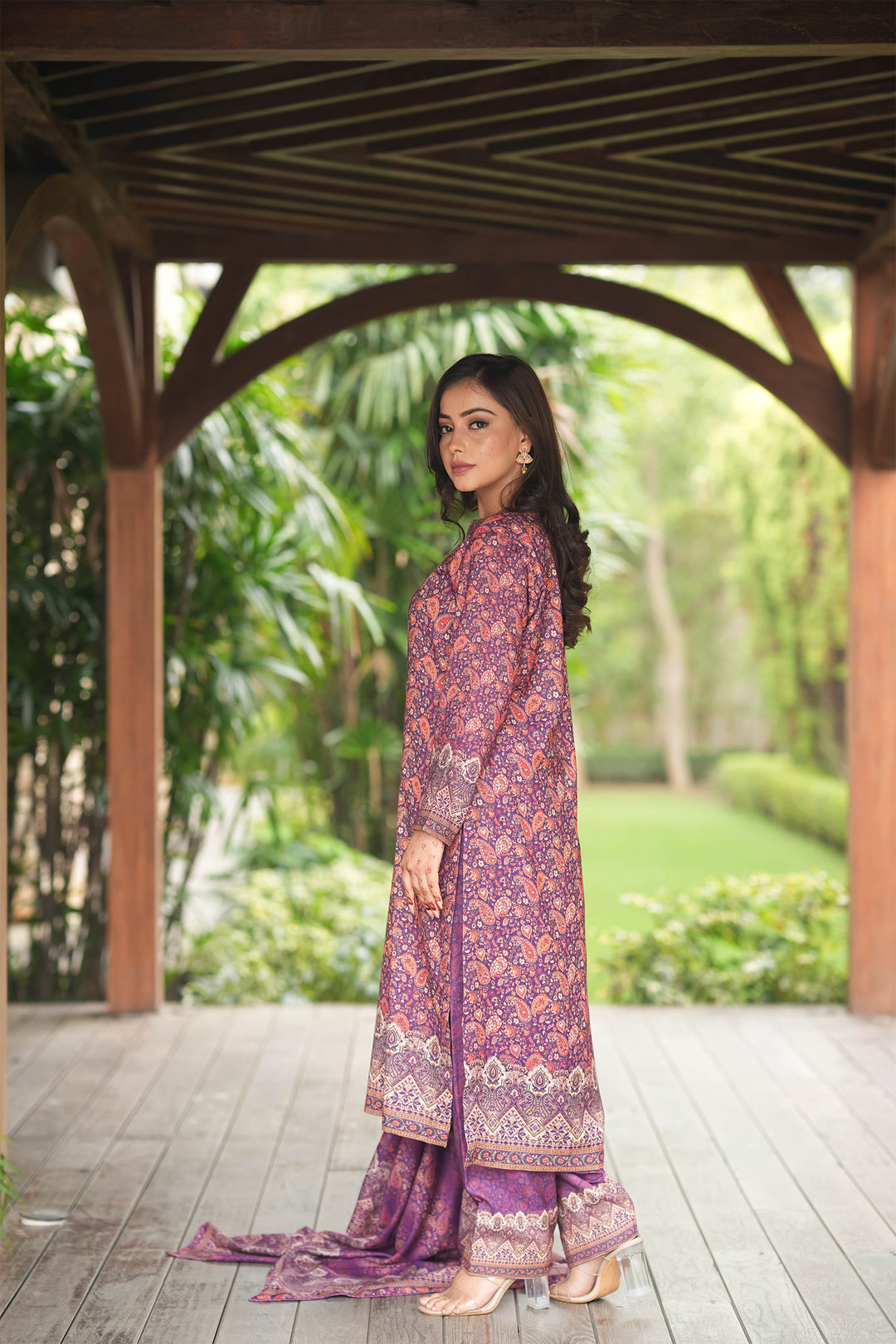 Panel Style Unstitched Suit With Reversible Dupatta