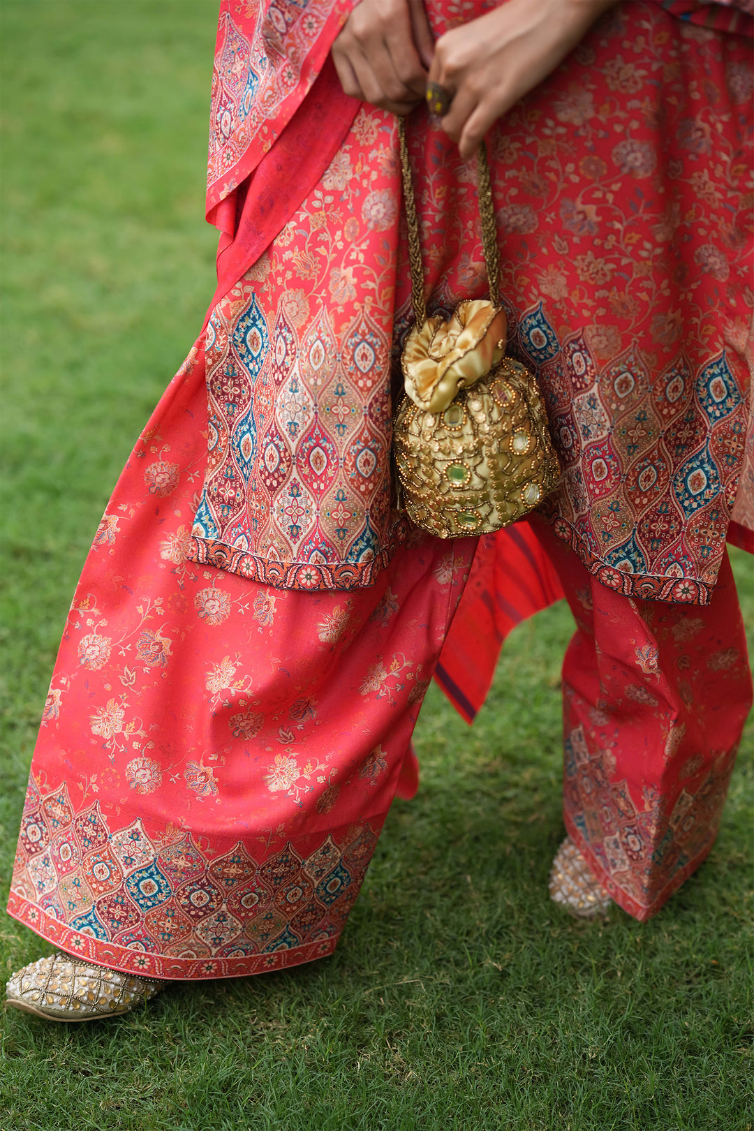 Floral Panel Style Unstitched Suit With Reversible Dupatta