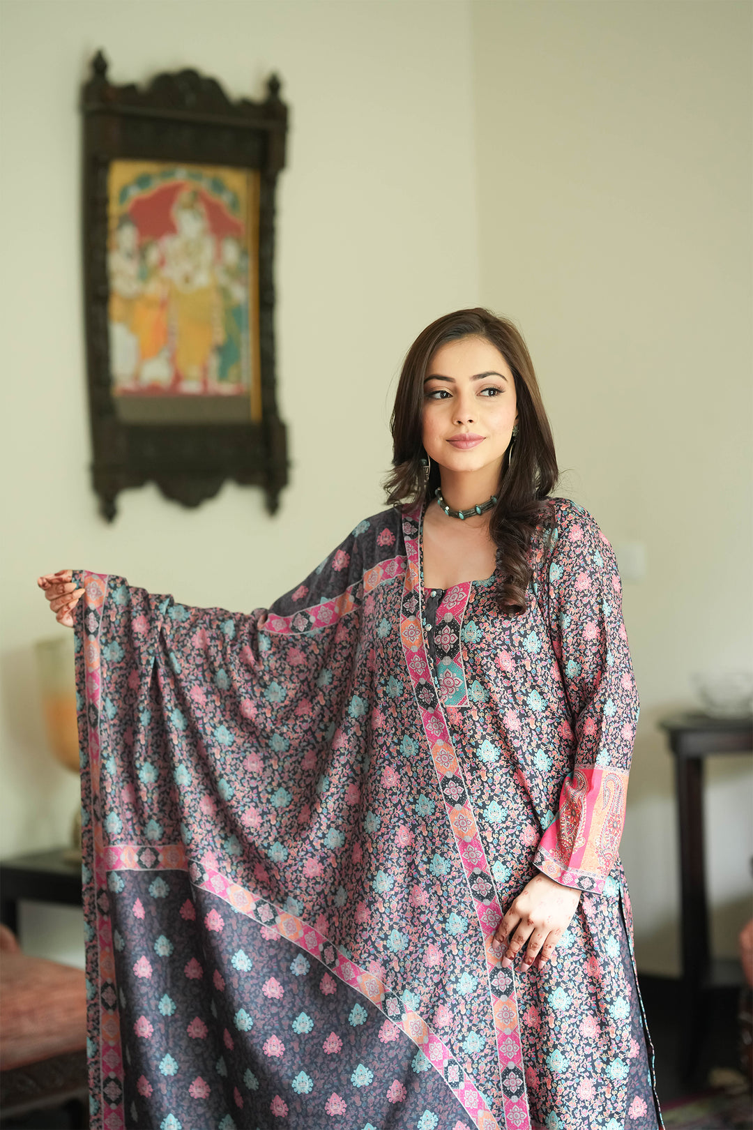 All Over Buti Style Unstitched Suit With Reversible Dupatta