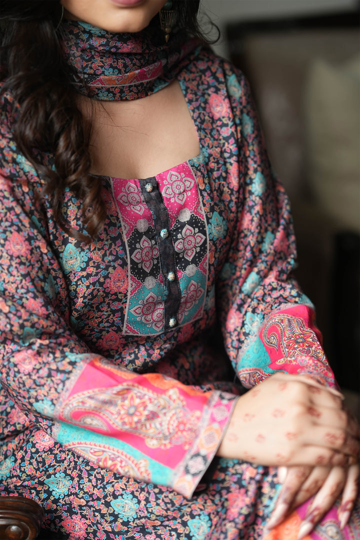 All Over Buti Style Unstitched Suit With Reversible Dupatta