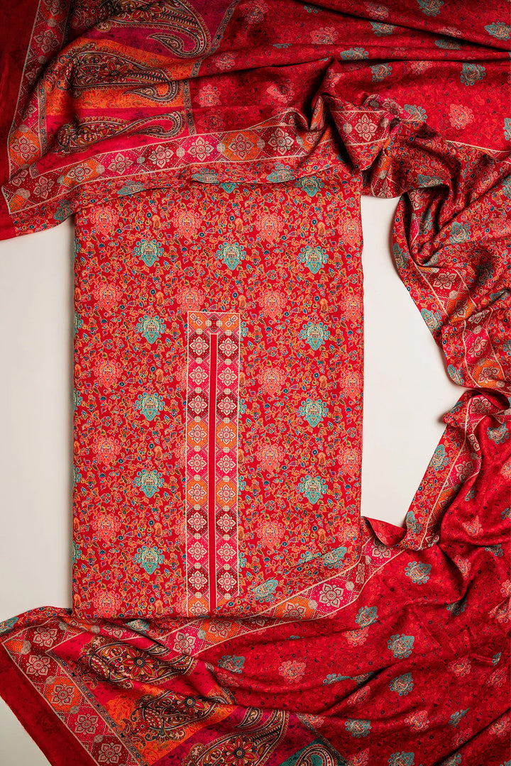 All Over Buti Style Unstitched Suit With Reversible Dupatta