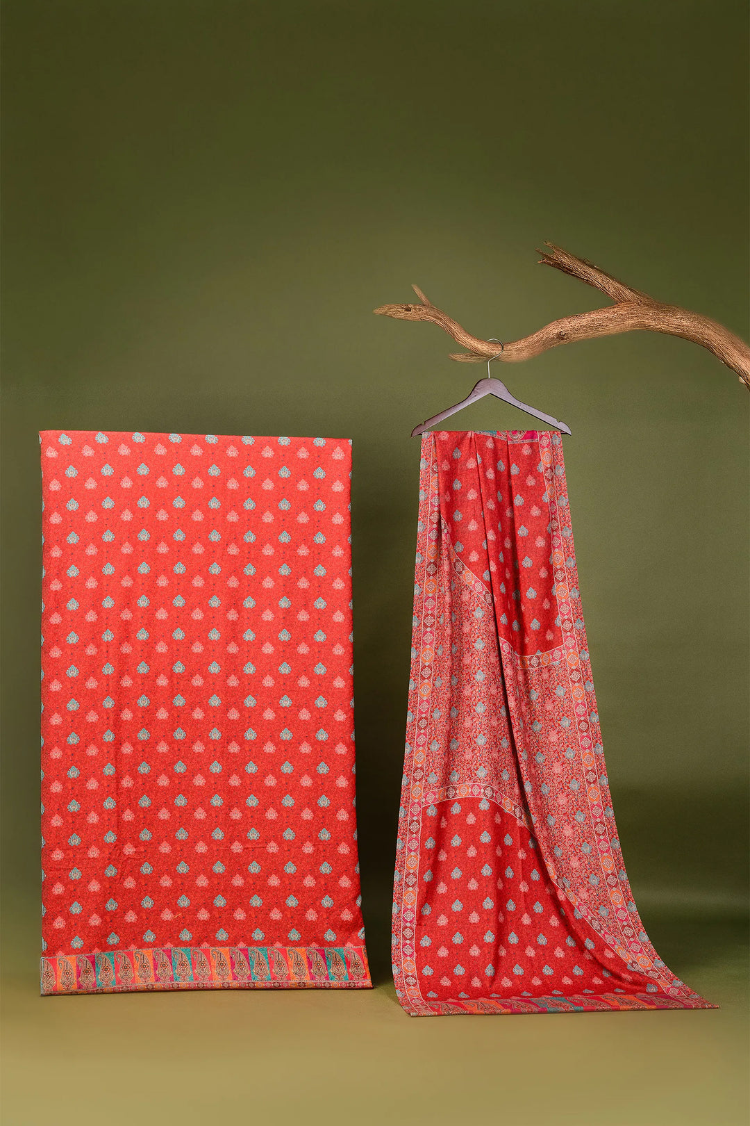 All Over Buti Style Unstitched Suit With Reversible Dupatta