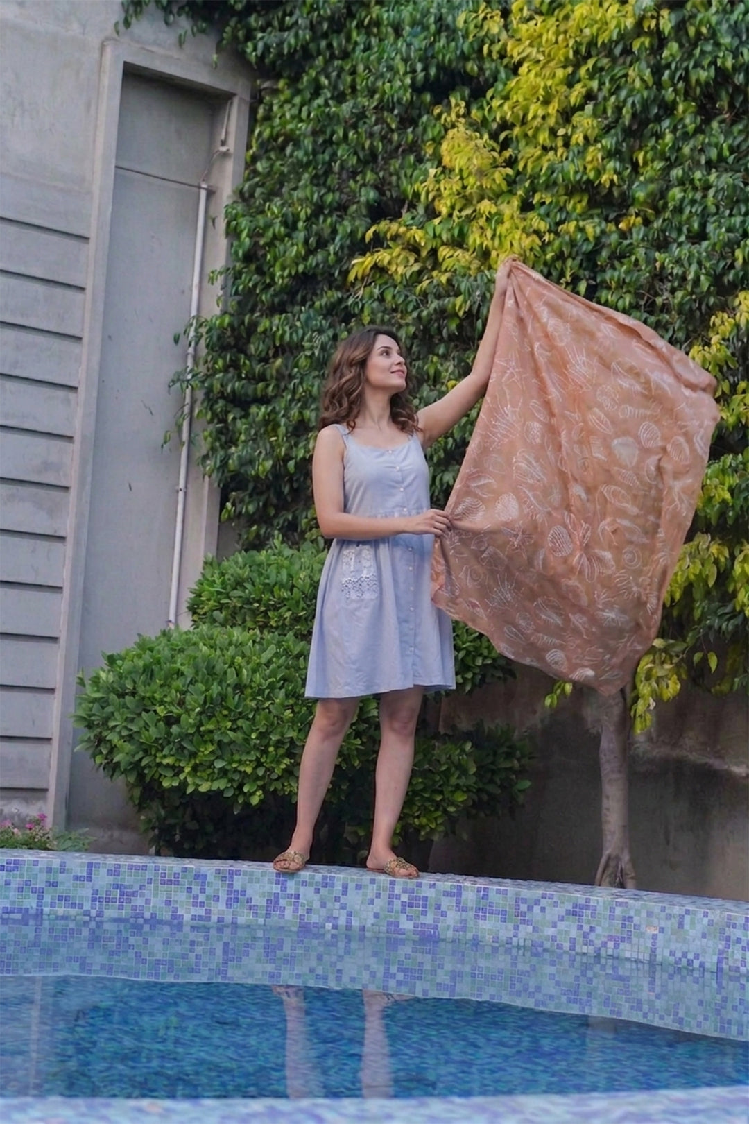 100% Cotton Seashells Print Stole