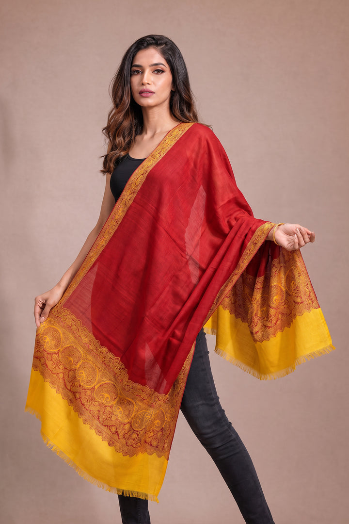 Contrast Palla Women's  Shawl With Border