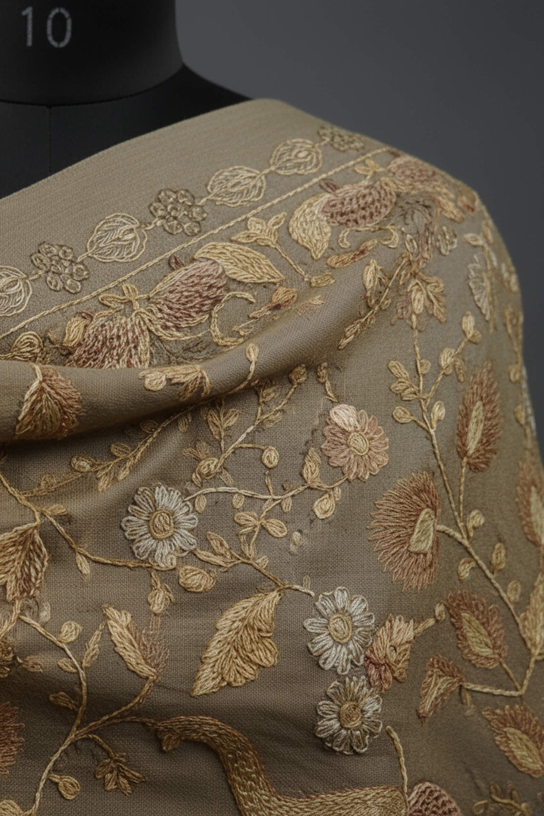 Zari Jaal (Chain-Stitched) Embroidered Stole For Women