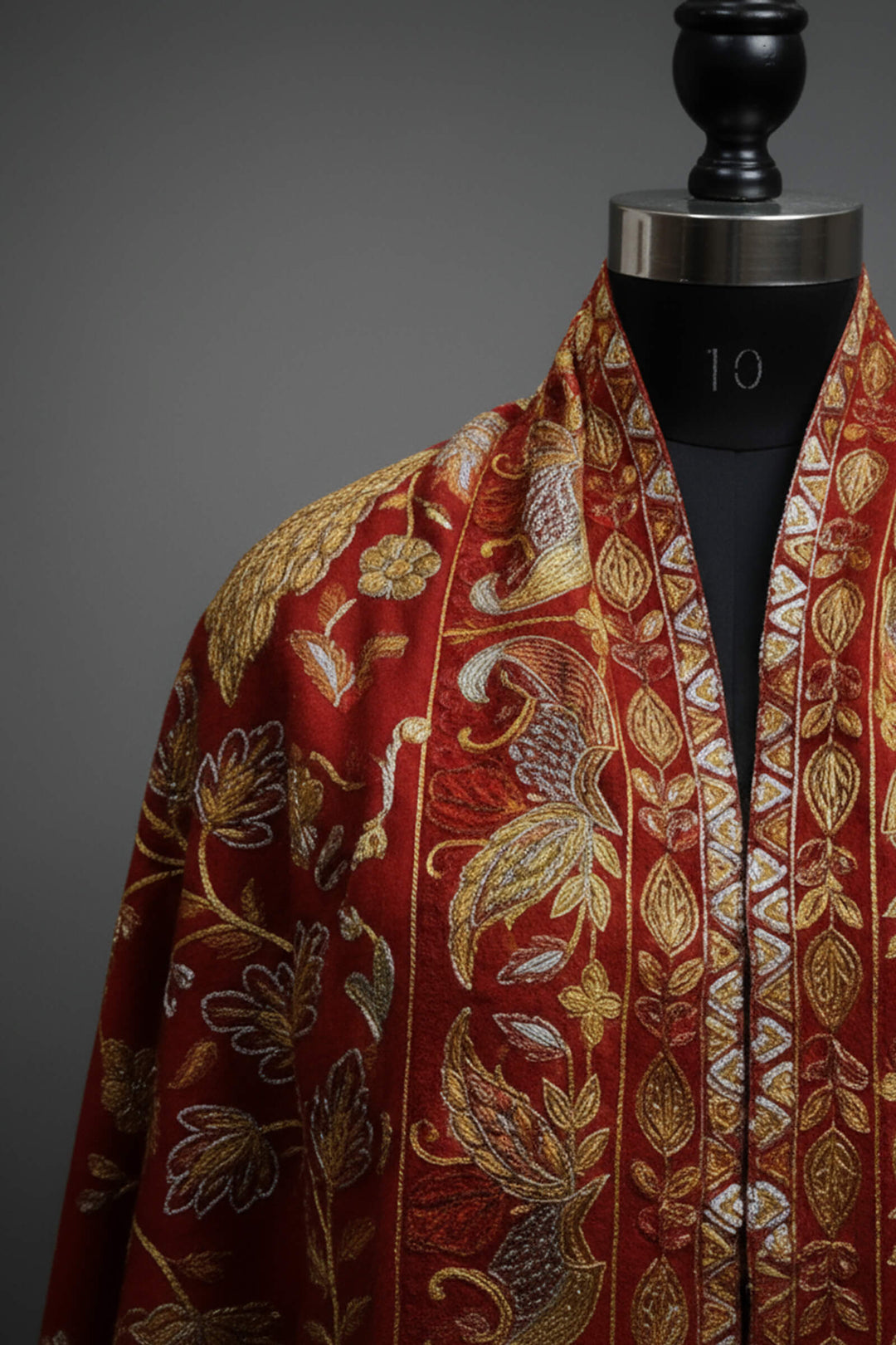 Zari Jaal (Chain-Stitched) Embroidered Stole For Women