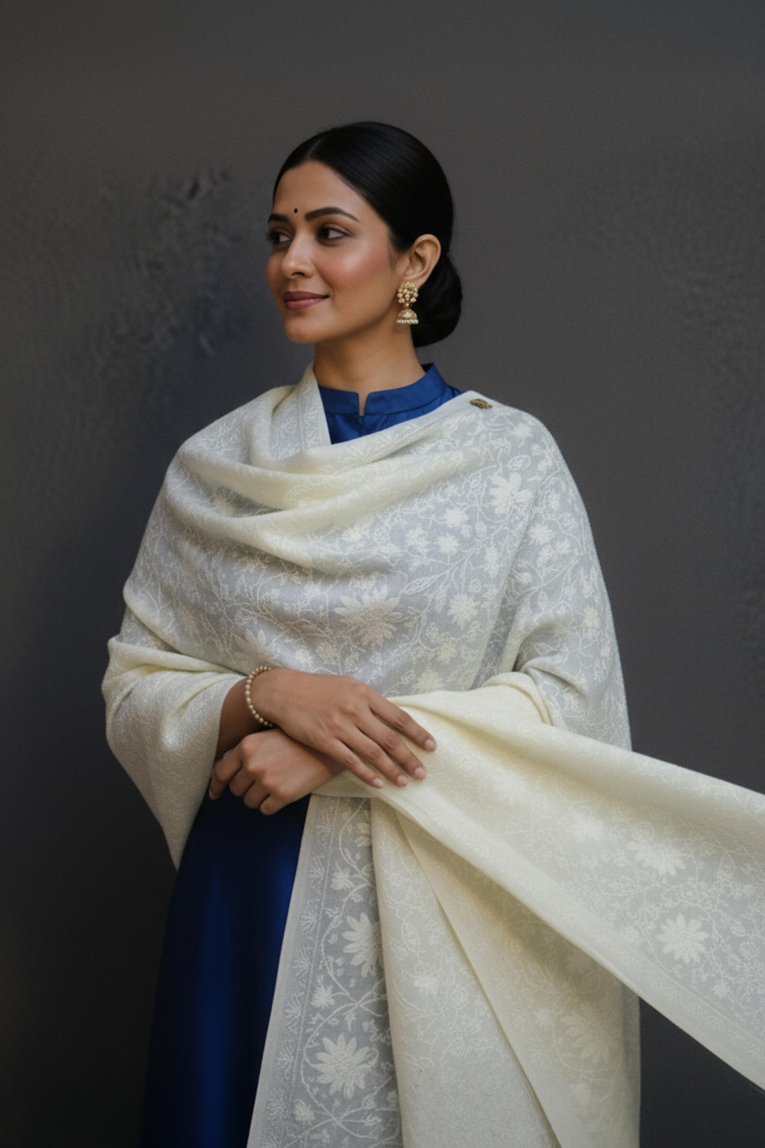 Chinar (Chain Stitch) Embroidered Jaal Stole For Women