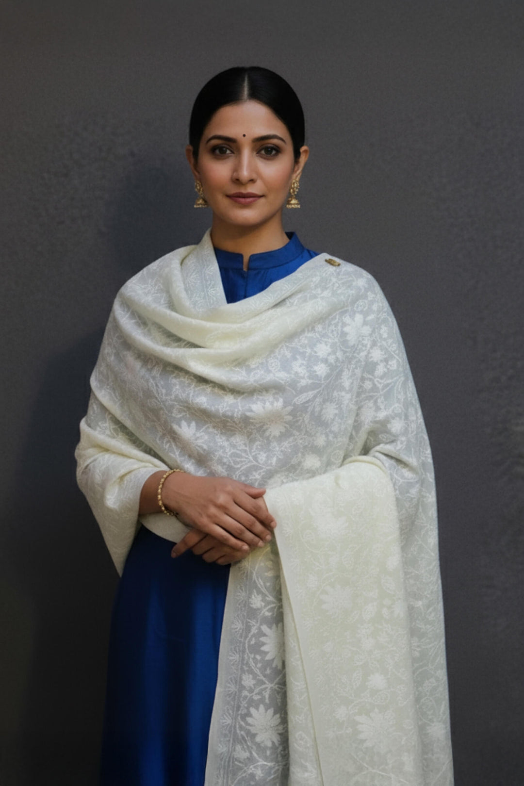 Chinar (Chain Stitch) Embroidered Jaal Stole For Women