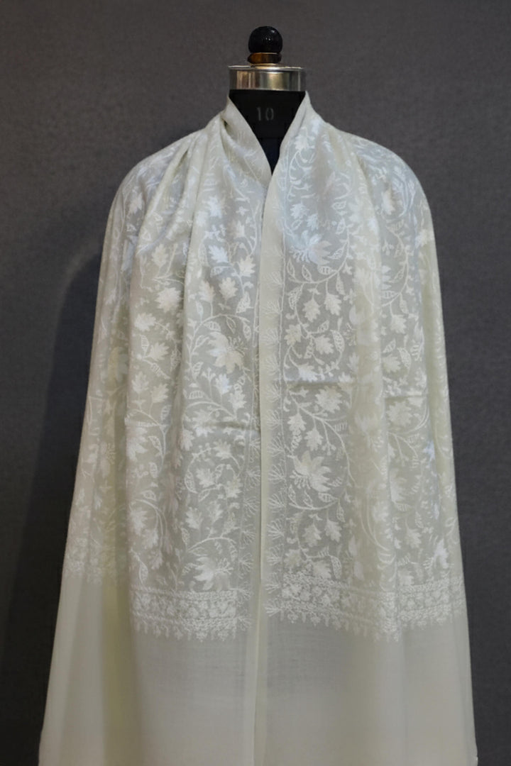 Chinar (Chain Stitch) Embroidered Jaal Stole For Women