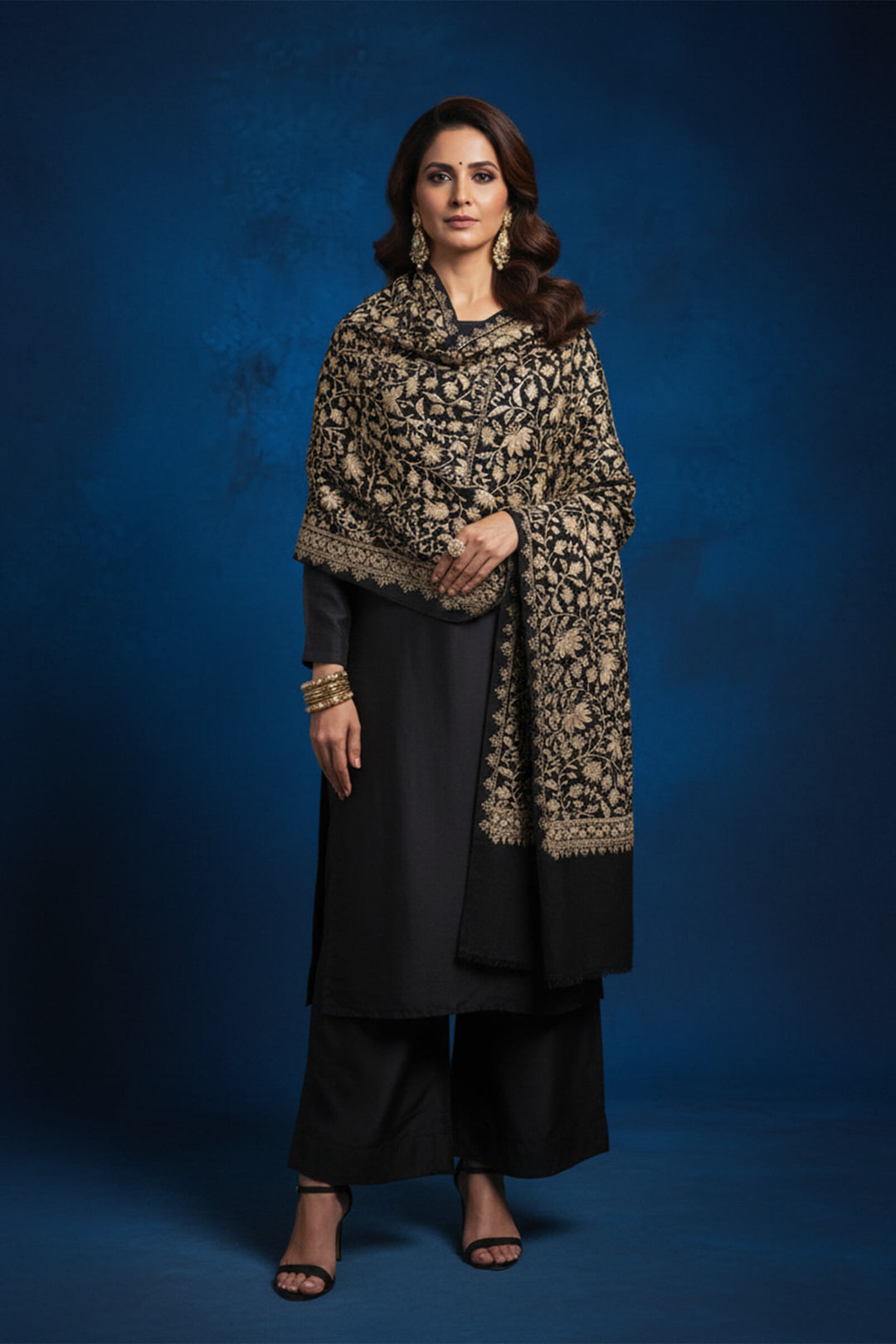 Chinar (Chain Stitch) Embroidered Jaal Stole For Women