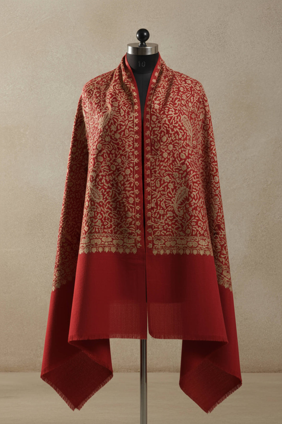 Chain Stitched Monotone Embroidered Shawl For Women