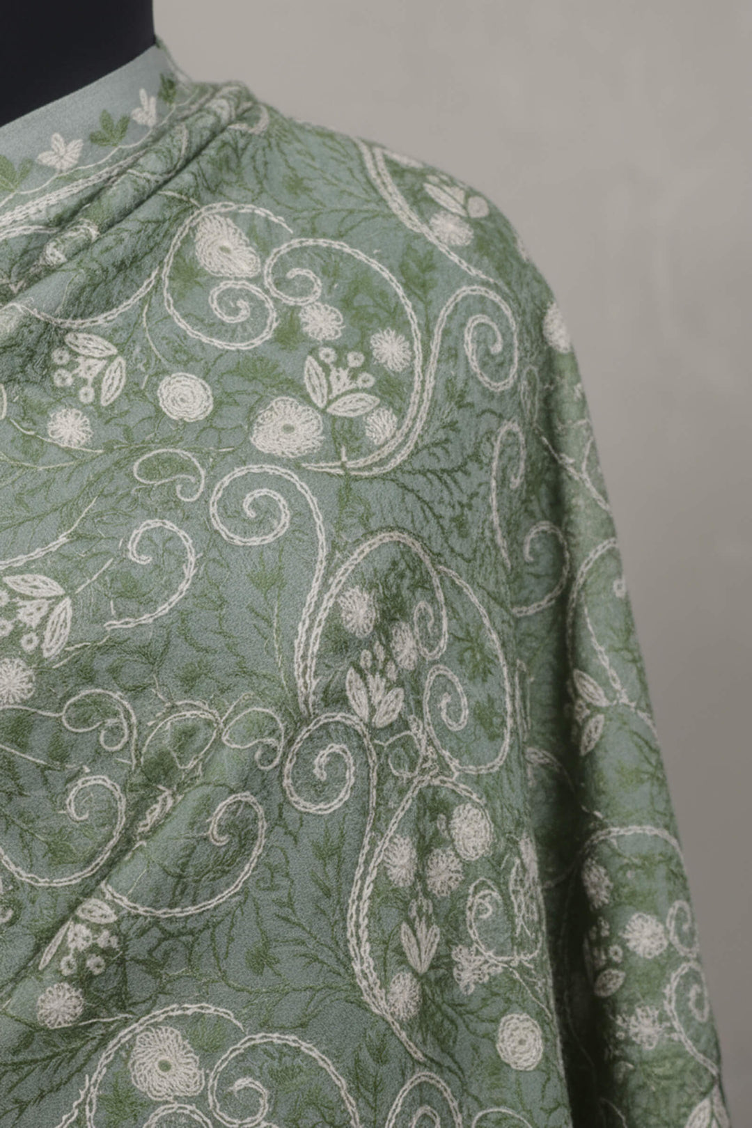 Dual-Tone Chain Stitch Embroidered Shawl For Women