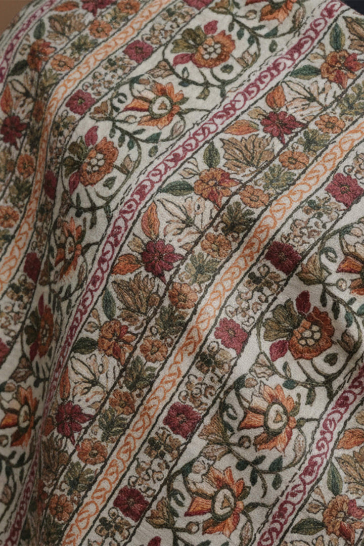 Multihead Chain Stitched Embroidered Stole For Women