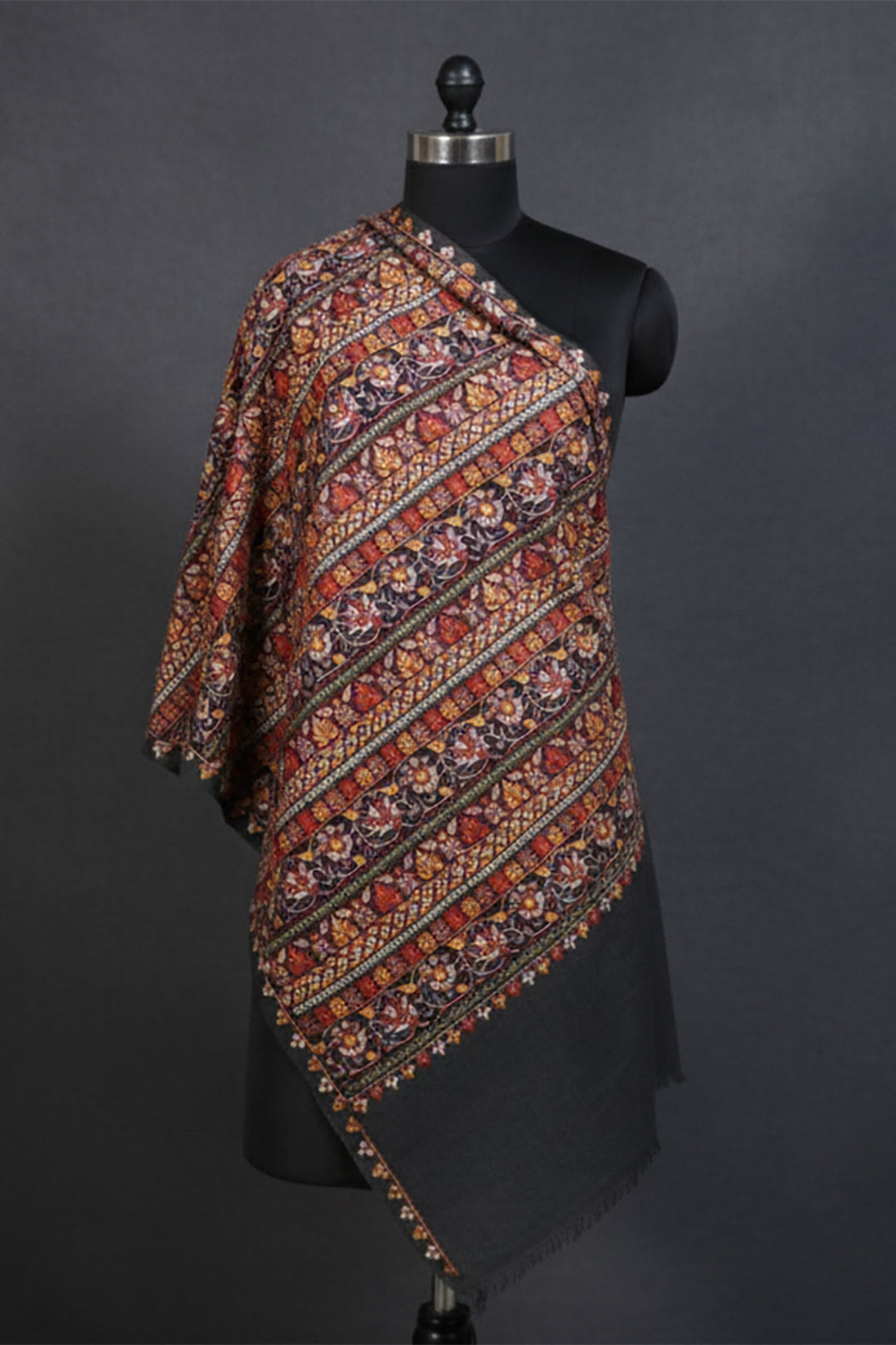 Multihead Chain Stitched Embroidered Stole For Women