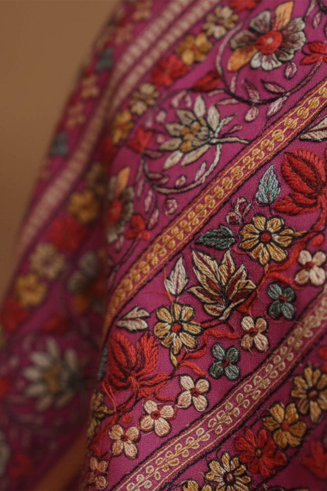 Multihead Chain Stitched Embroidered Stole For Women