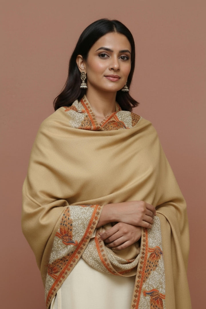 Multihead Border Embroidered Shawl For Women