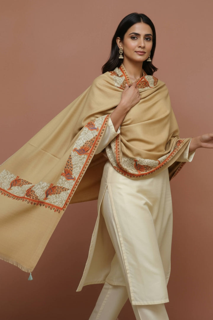 Multihead Border Embroidered Shawl For Women