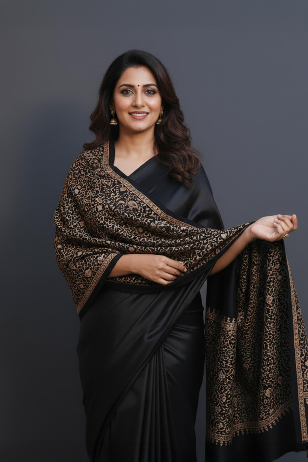 Multihaed Zari Embroidered Shawl For Women