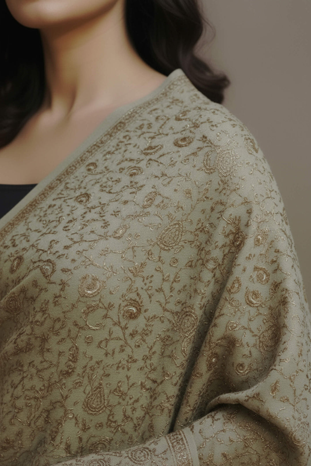 Multihaed Zari Embroidered Shawl For Women