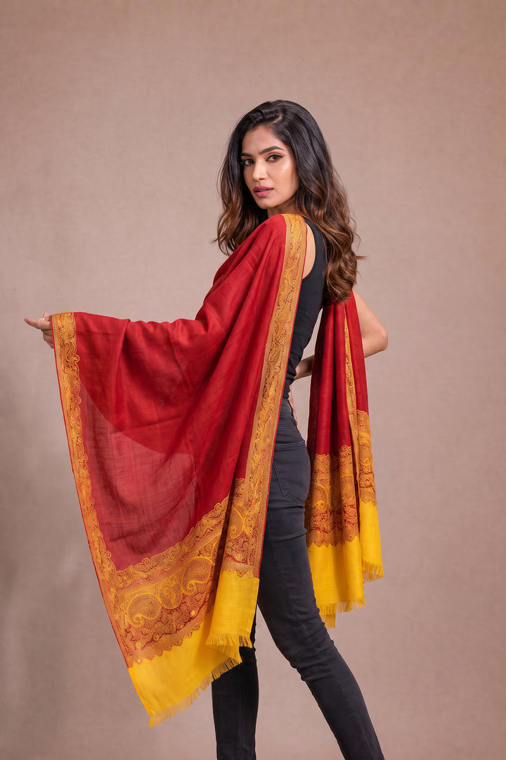 Contrast Palla Women's  Shawl With Border
