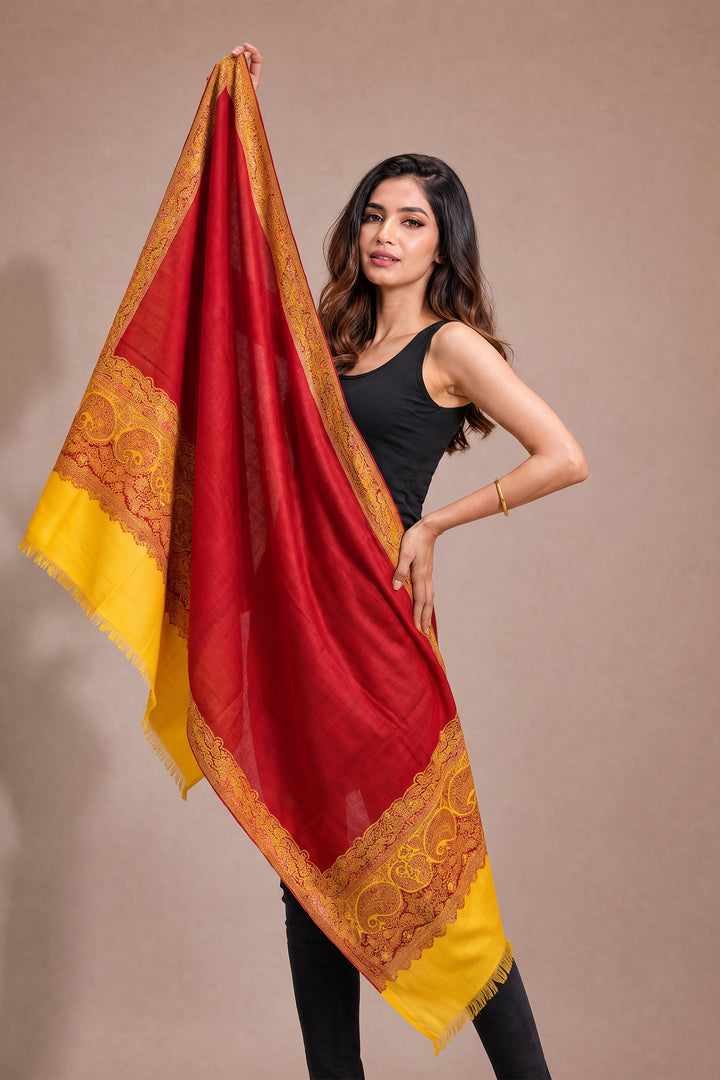 Contrast Palla Women's  Shawl With Border