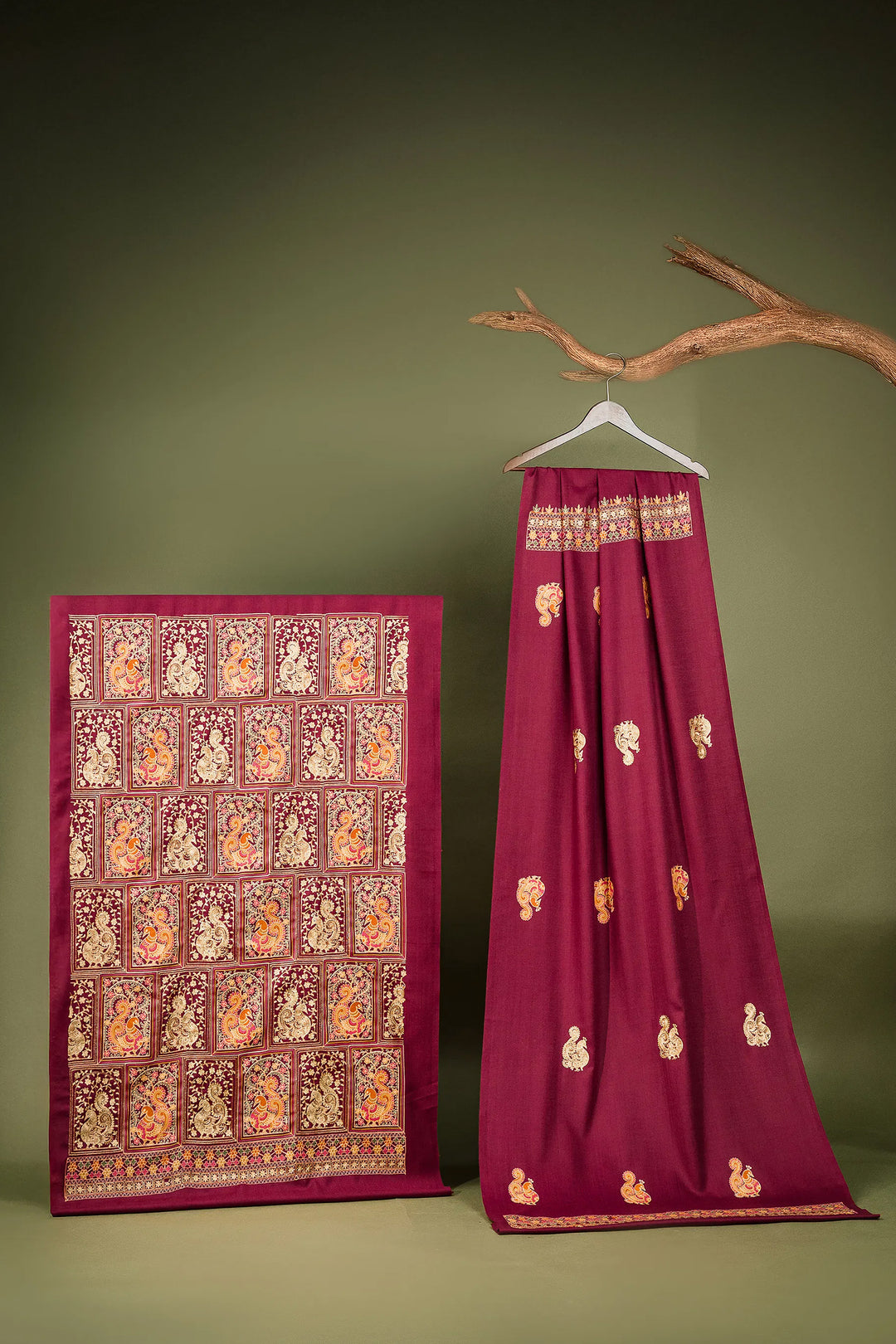 Katrina - Peacock Jaal Unstitched Suit With Detailed Dupatta