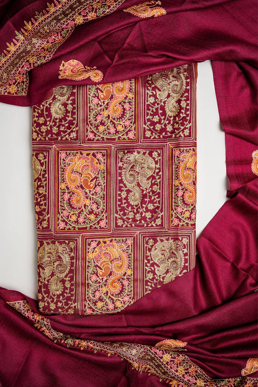 Katrina - Peacock Jaal Unstitched Suit With Detailed Dupatta