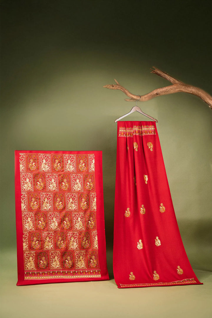 Katrina - Peacock Jaal Unstitched Suit With Detailed Dupatta