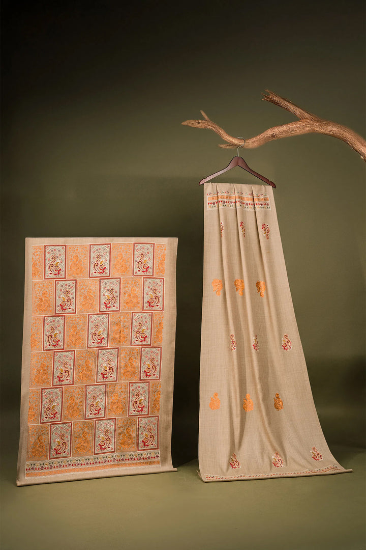 Katrina - Peacock Jaal Unstitched Suit With Detailed Dupatta