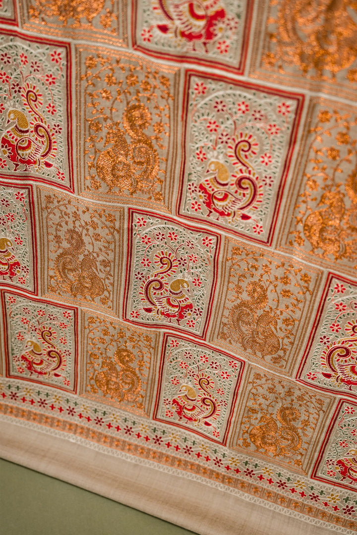 Katrina - Peacock Jaal Unstitched Suit With Detailed Dupatta