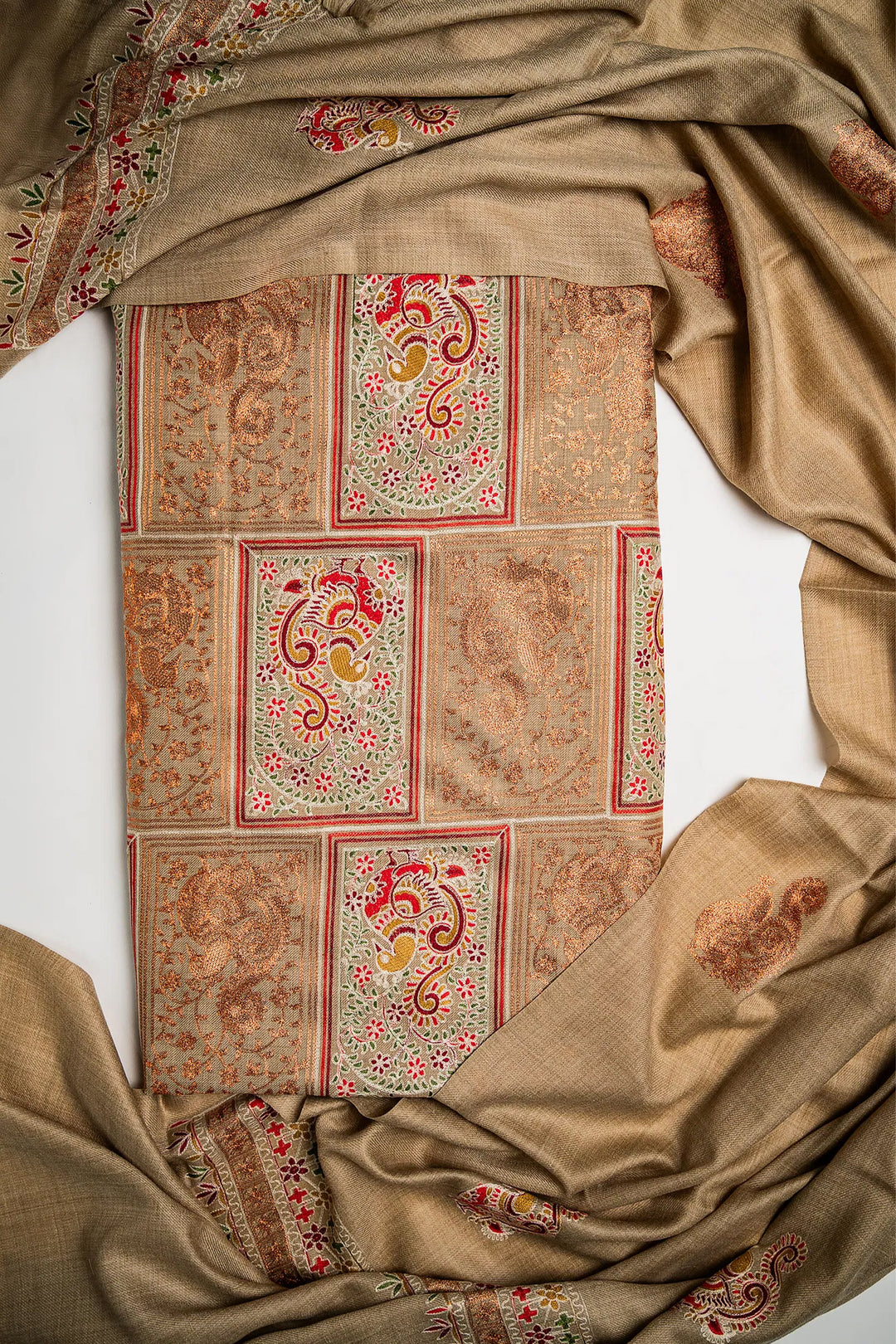 Katrina - Peacock Jaal Unstitched Suit With Detailed Dupatta