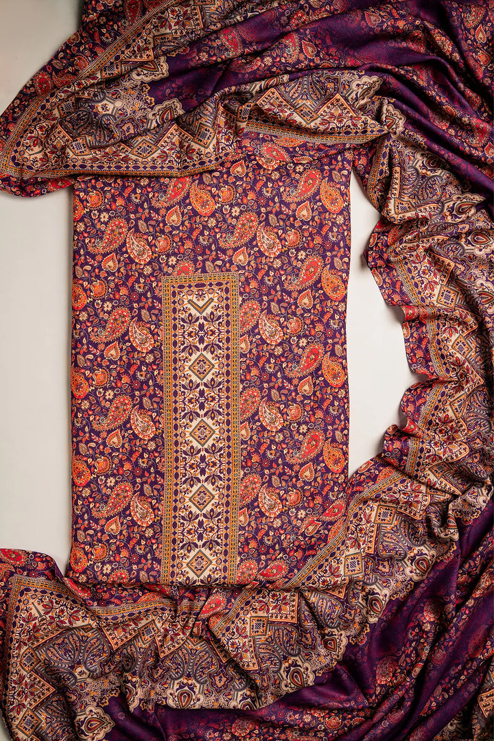 Panel Style Unstitched Suit With Reversible Dupatta