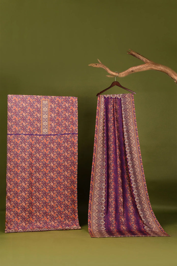 Panel Style Unstitched Suit With Reversible Dupatta