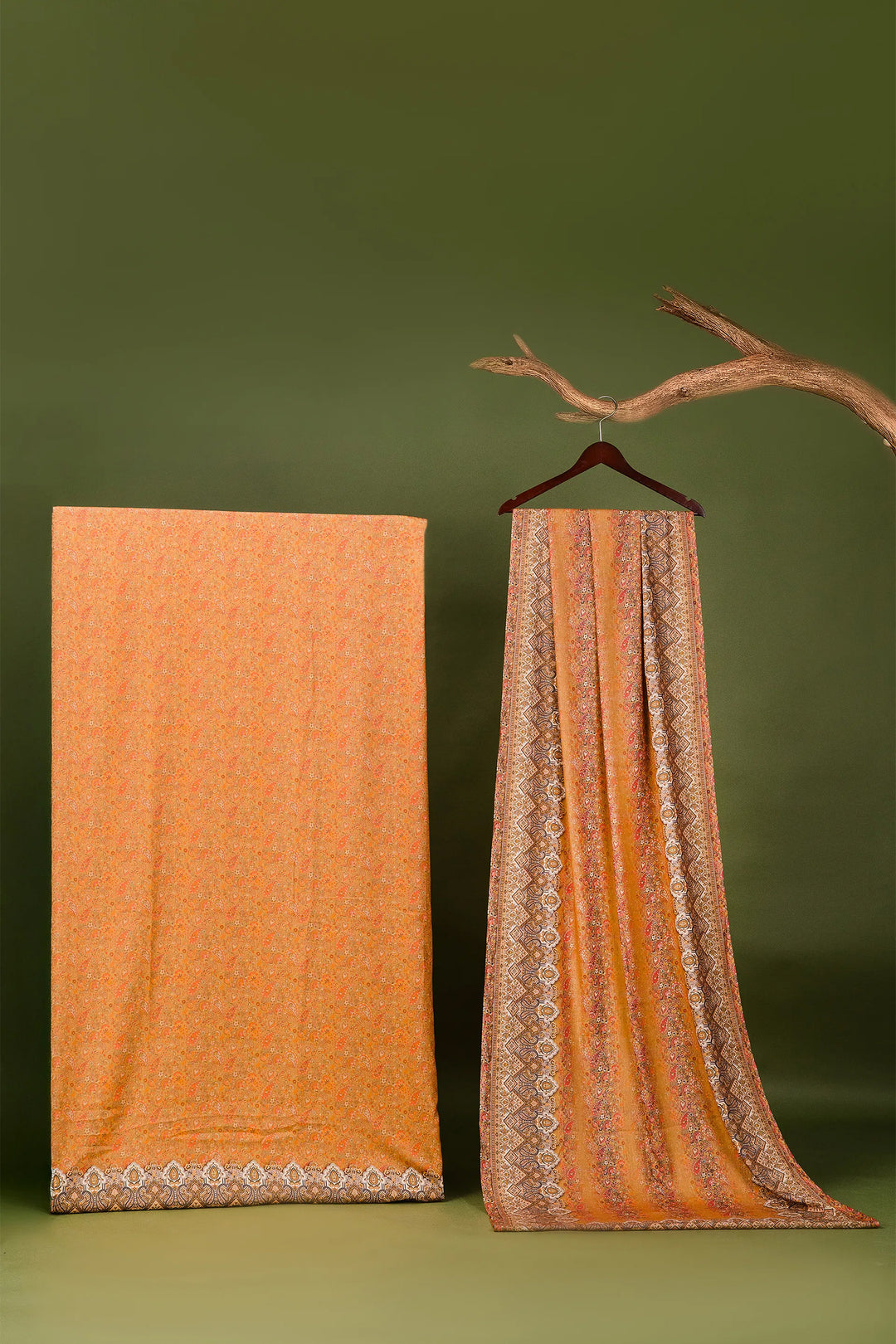 Panel Style Unstitched Suit With Reversible Dupatta