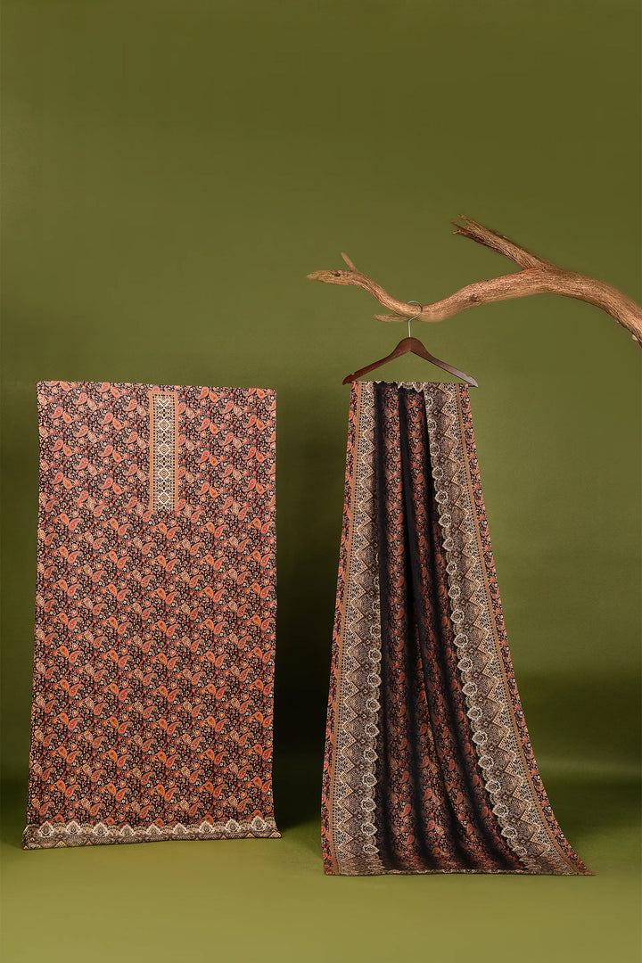 Panel Style Unstitched Suit With Reversible Dupatta