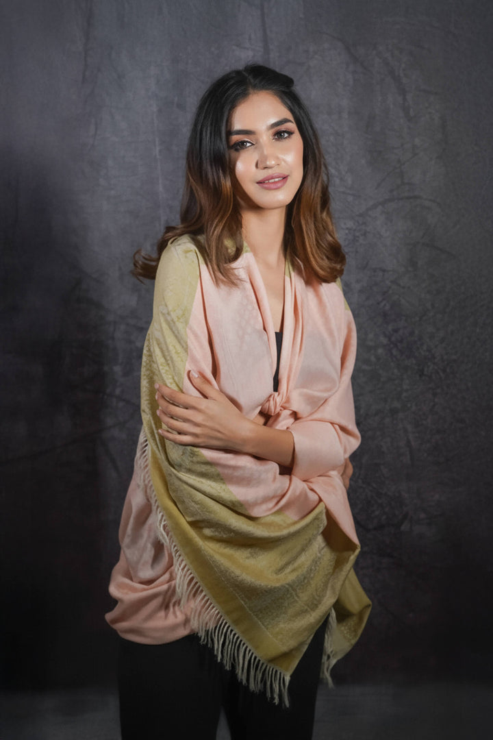 Silk Wool Jacquard Shawl With Elegant Palla