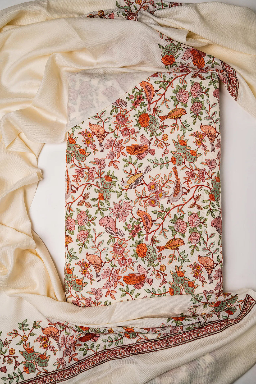 Bulbul Jaal Embroidered Unstitched Suit With Border Dupatta