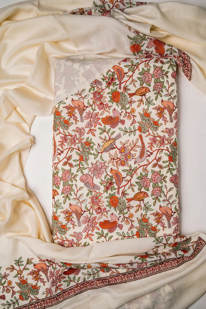 Bulbul Jaal Embroidered Unstitched Suit With Border Dupatta