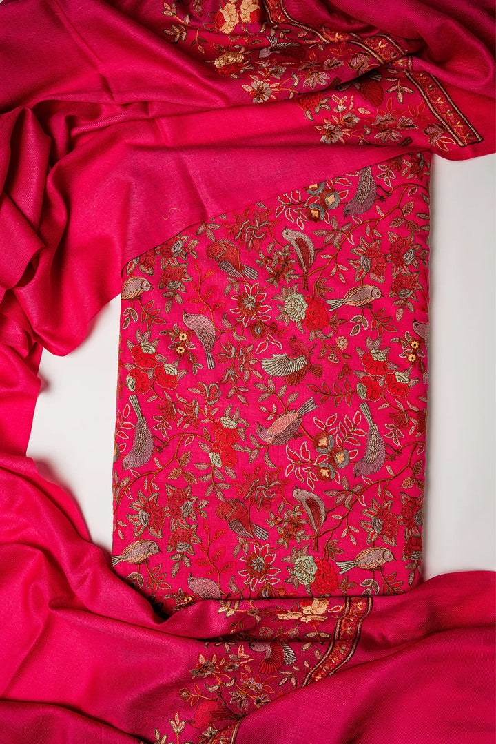 Bulbul Jaal Embroidered Unstitched Suit With Border Dupatta