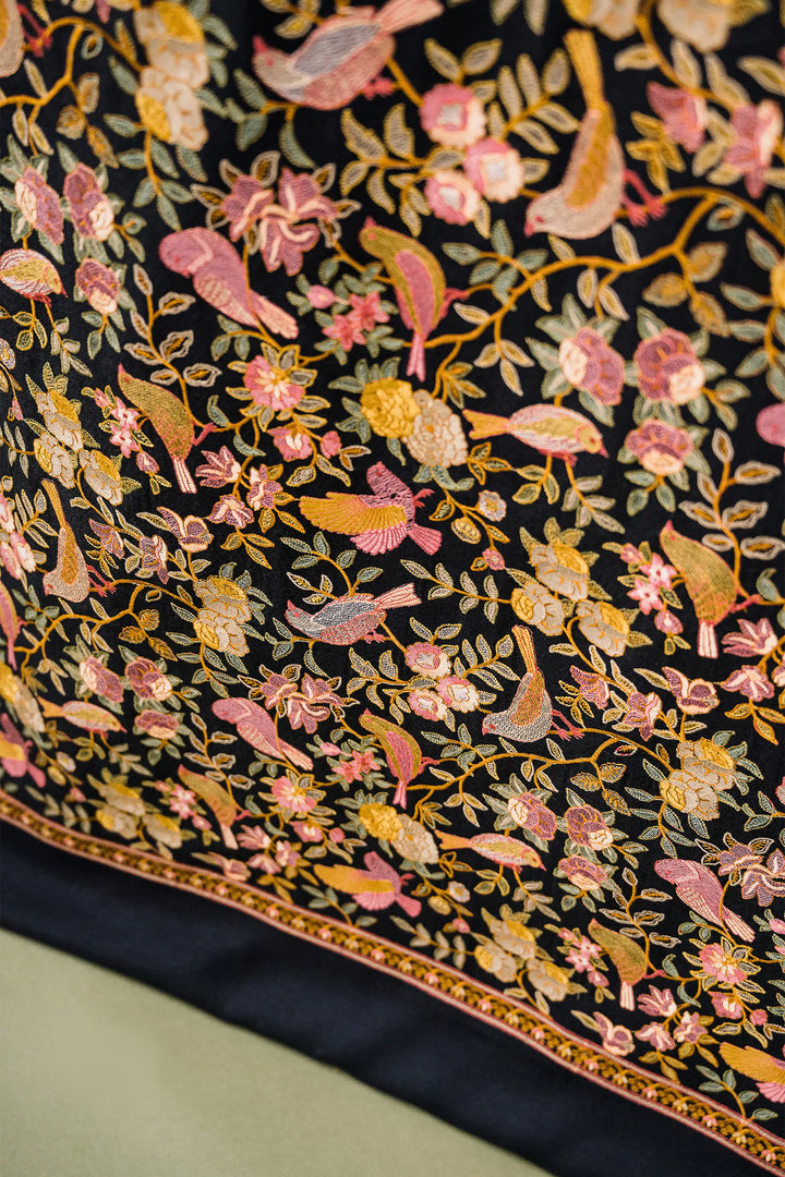 Bulbul Jaal Embroidered Unstitched Suit With Border Dupatta