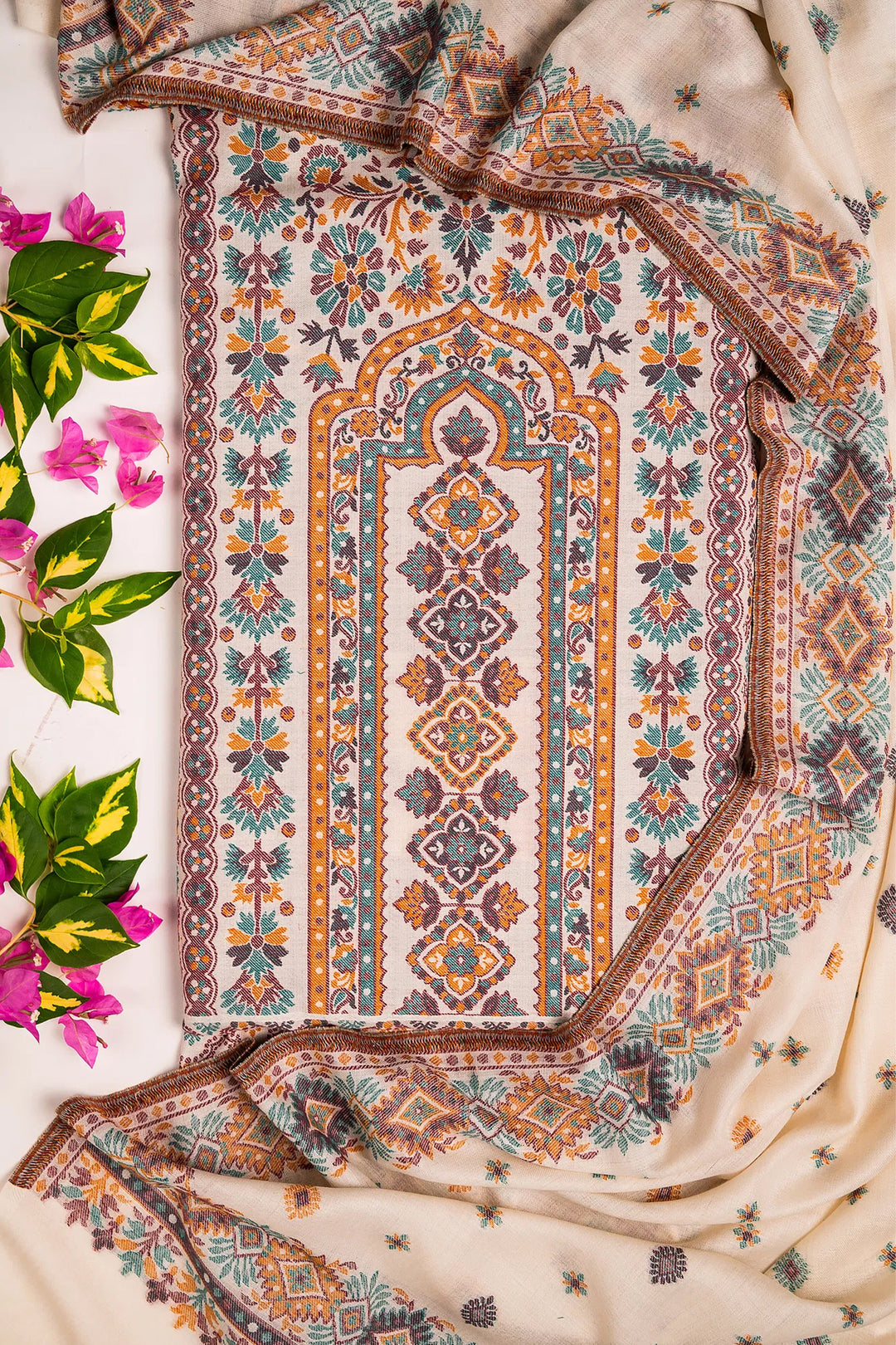 Kani Jaal Unstitched Suit With Buti Dupatta