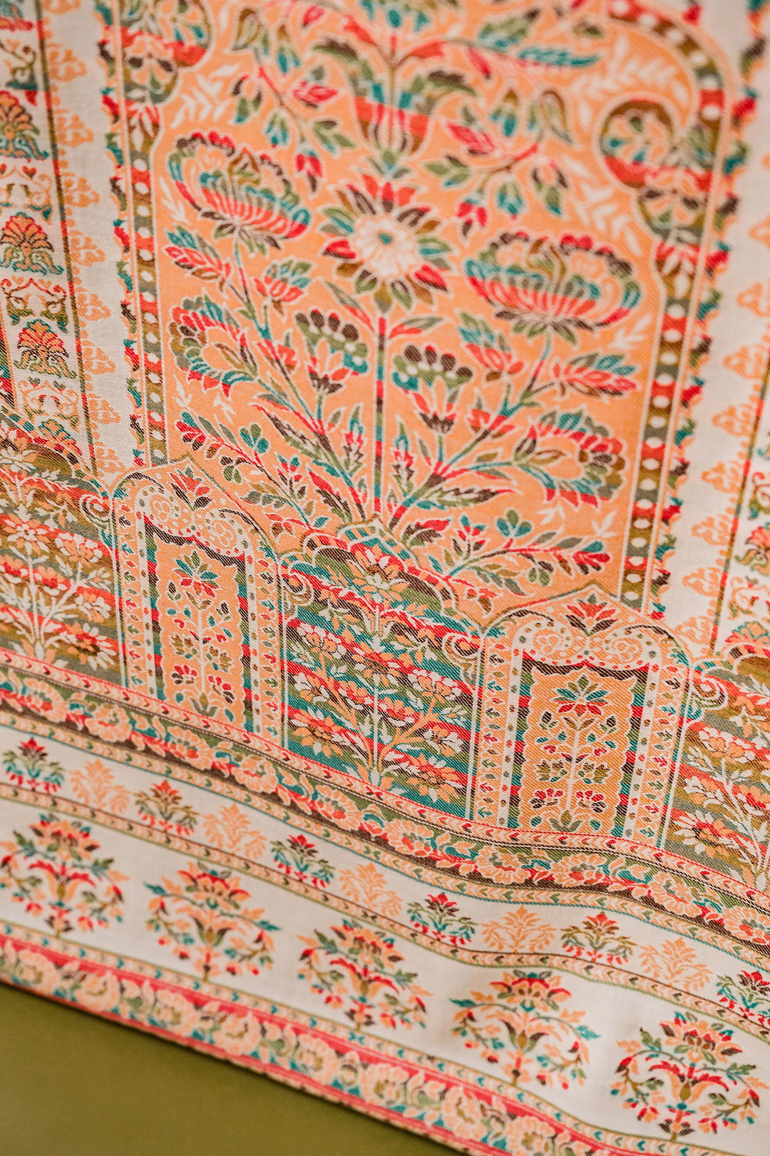 Kani Stripe Unstitched Suit With Border Dupatta