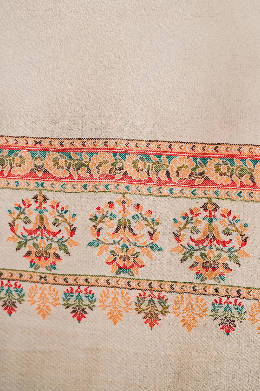 Kani Stripe Unstitched Suit With Border Dupatta