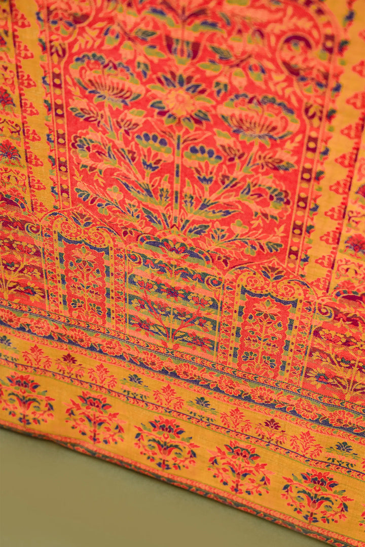 Kani Stripe Unstitched Suit With Border Dupatta