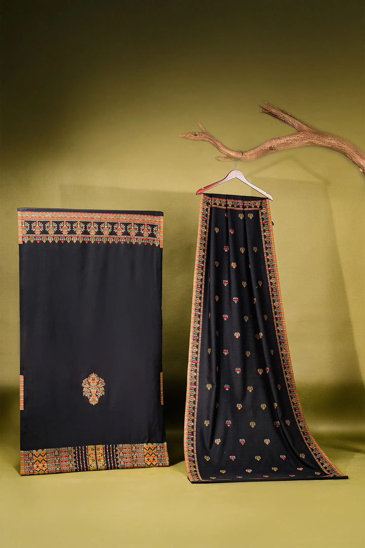 Kani Stripe Unstitched Suit With Border Dupatta