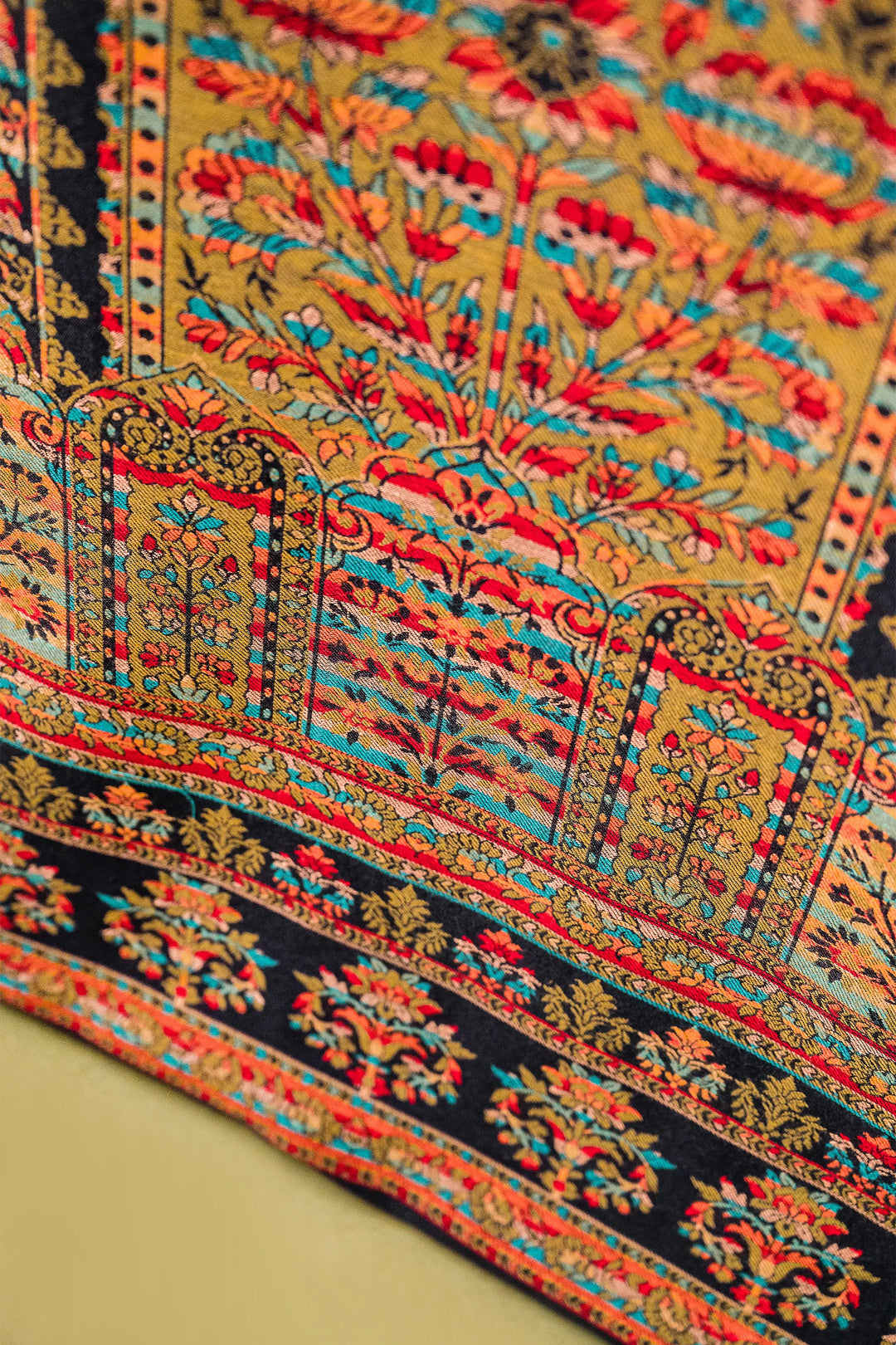 Kani Stripe Unstitched Suit With Border Dupatta