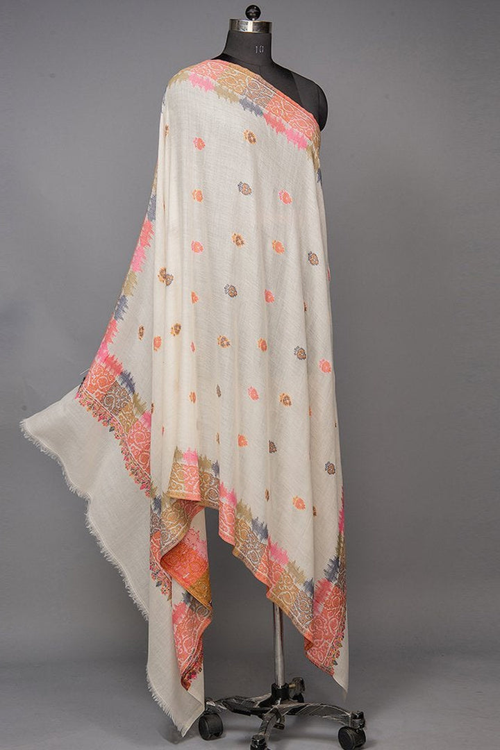 White Ikat Pattern Woven Women's Shawl