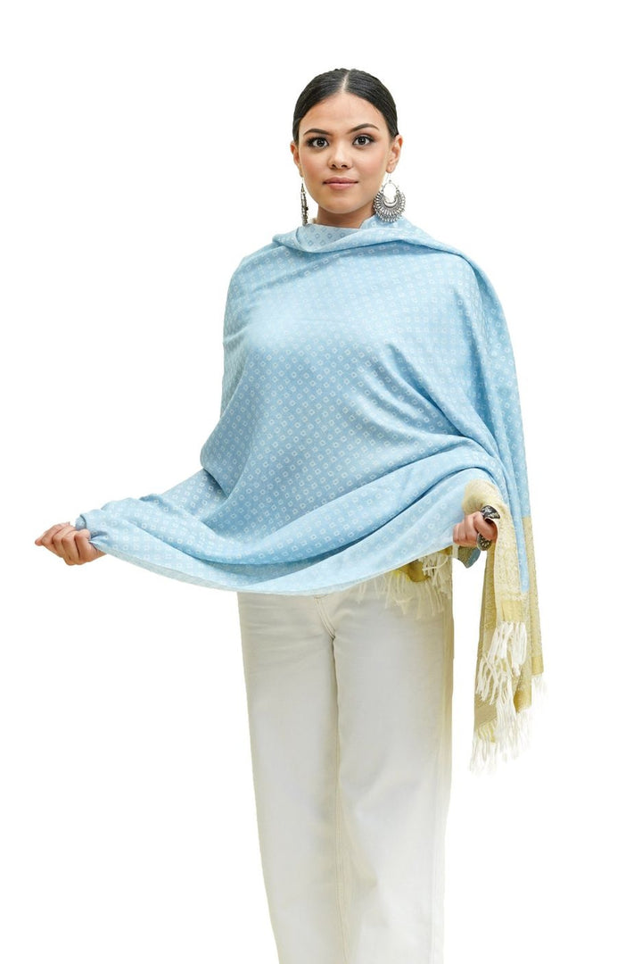 Silk Wool Jacquard Shawl With Elegant Palla