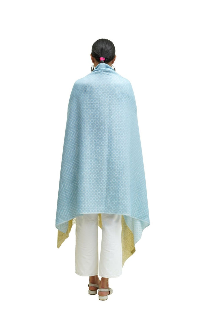 Silk Wool Jacquard Shawl With Elegant Palla