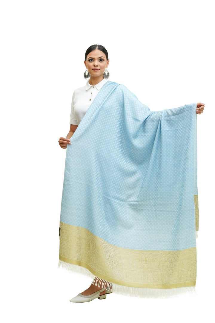 Silk Wool Jacquard Shawl With Elegant Palla